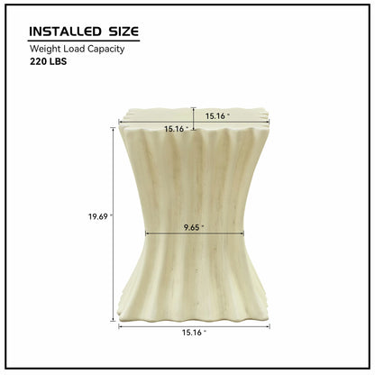 15.16" Vintage Fiberglass Side Table – No Assembly, Beige