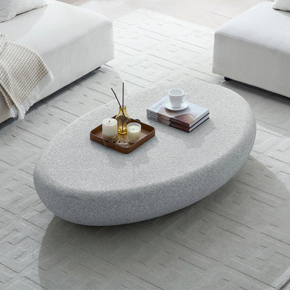 Pebble Coffee Table: 55" Vintage Elliptical Fiberglass Sofa Table