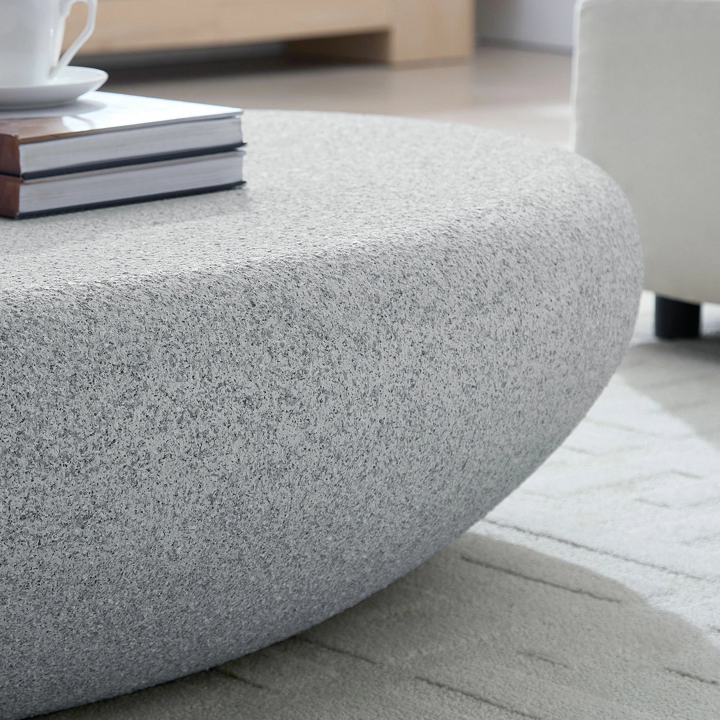 Pebble Coffee Table: 55" Vintage Elliptical Fiberglass Sofa Table