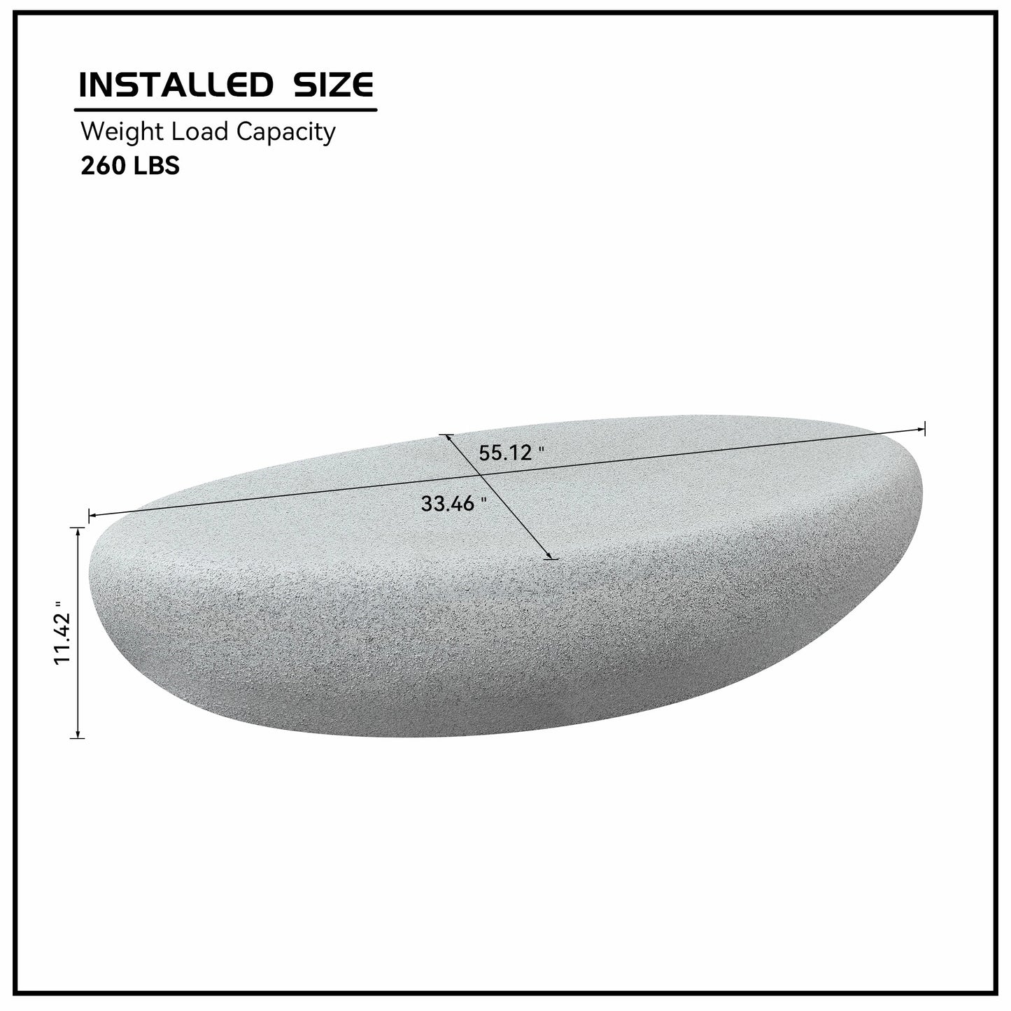 Pebble Coffee Table: 55" Vintage Elliptical Fiberglass Sofa Table