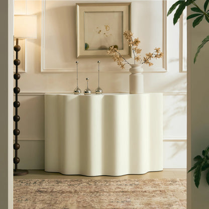 Fiberglass Entryway Console Table - Wavy Design, No Assembly