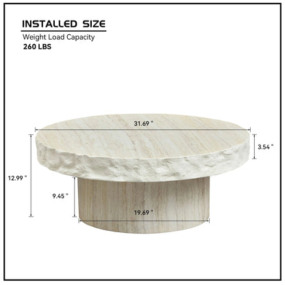 Faux Marble Textured Coffee Table – No Assembly, Modern Living Room