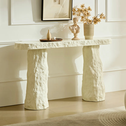 53.94" Imitation Stone Console Table – Fiberglass, Irregular Legs