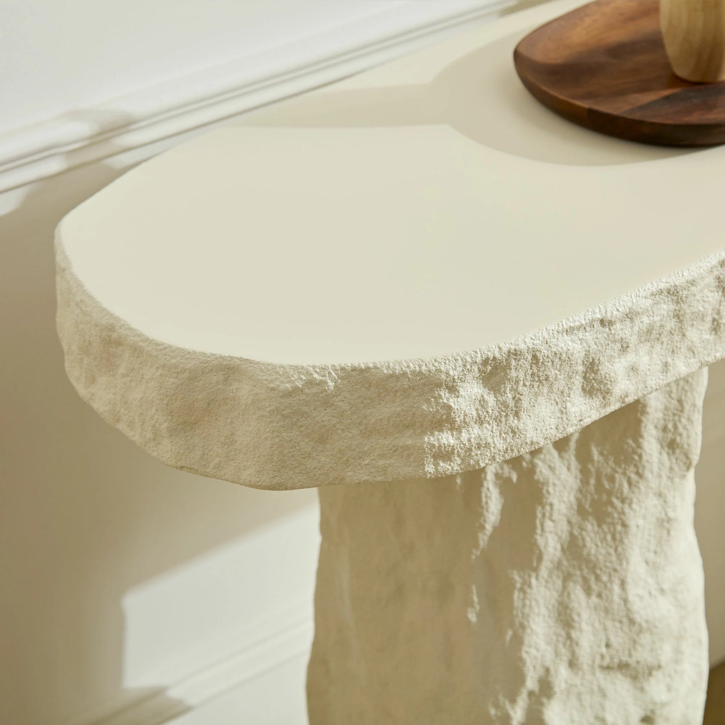 53.94" Imitation Stone Console Table – Fiberglass, Irregular Legs