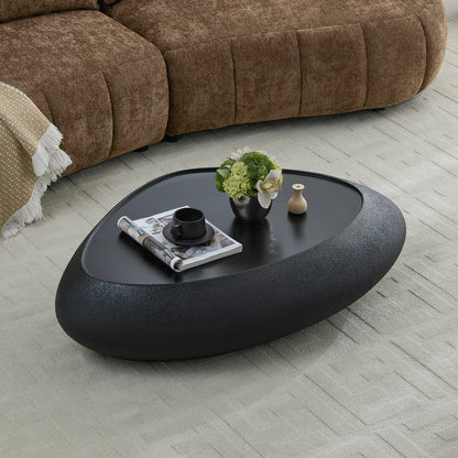 Fiberglass Oval Coffee Table - Matte Rock Finish, No Assembly