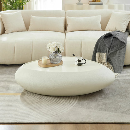 Fiberglass Oval Coffee Table - Matte Rock Finish, No Assembly