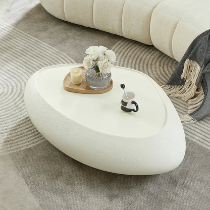 Fiberglass Oval Coffee Table - Matte Rock Finish, No Assembly