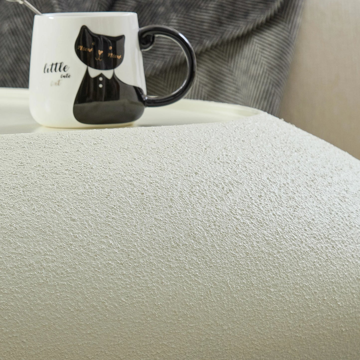 Fiberglass Oval Coffee Table - Matte Rock Finish, No Assembly