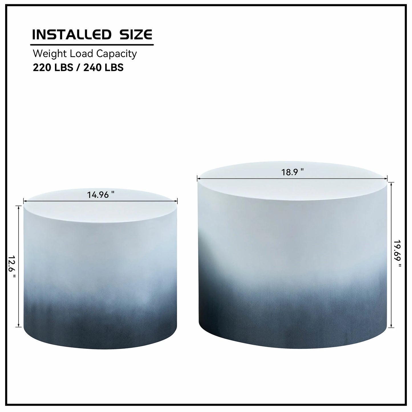 Modern Nesting Table Set of 2 with MDF Veneer, White & Black