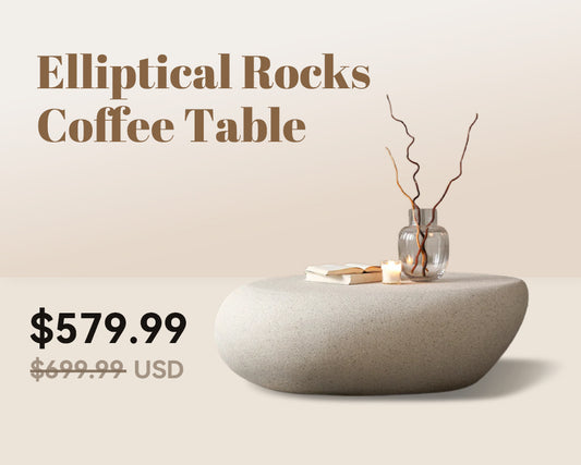 Elliptical Rocks Coffee Table – Stylish Matte Fiberglass Table with Vintage Charm
