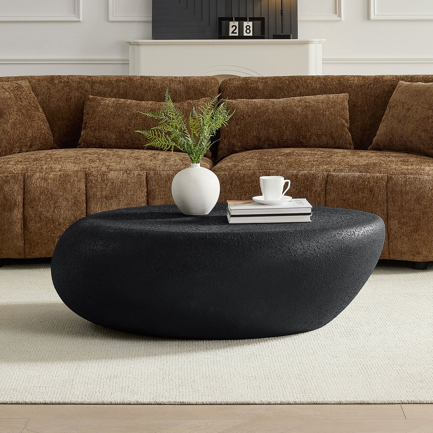 Elliptical Rocks Coffee Table – Stylish Matte Fiberglass Table with Vintage Charm