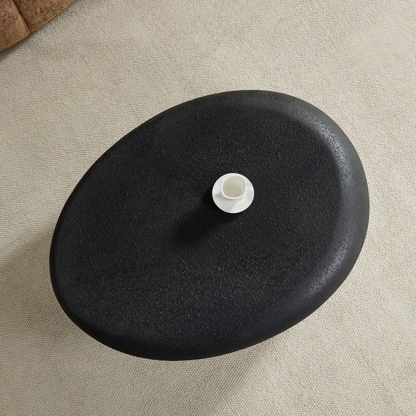 Elliptical Rocks Coffee Table – Stylish Matte Fiberglass Table with Vintage Charm