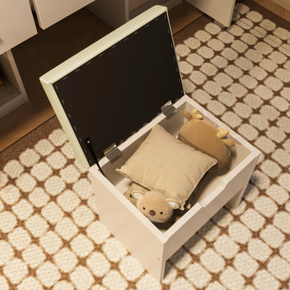 47.2" Makeup Vanity Set with LED Mirror, Storage Stool & Drawers - White