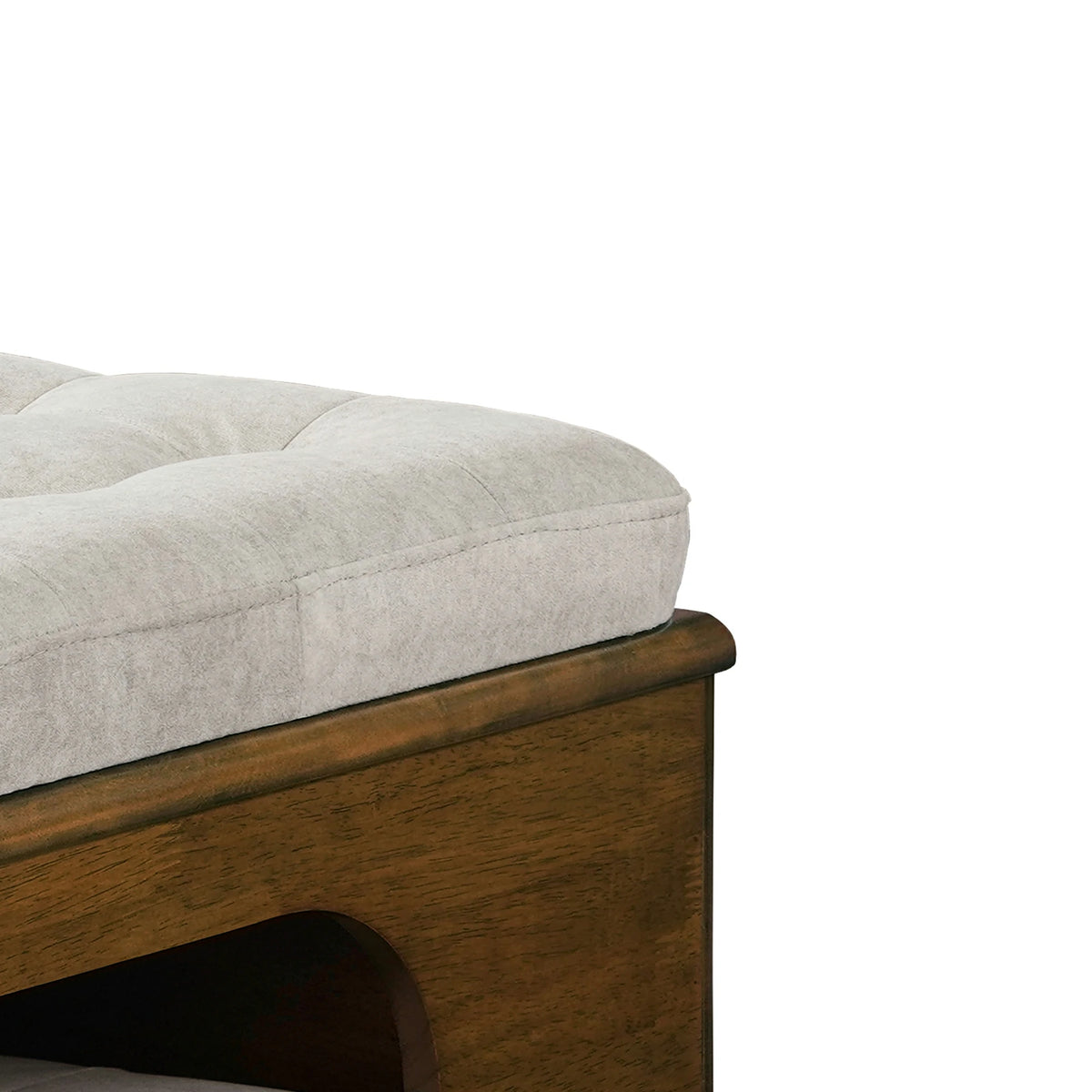 Rubber Wood Cat Bed Ottoman – 2-in-1 Tufted Pet Cave & Footstool