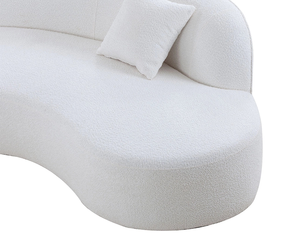 Luxury Modern Upholstery Curved Sofa with Chaise 2-Piece Left/Right-Hand Facing Sectional, Boucle Couch in White