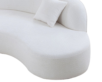 Luxury Modern Upholstery Curved Sofa with Chaise 2-Piece Left/Right-Hand Facing Sectional, Boucle Couch in White