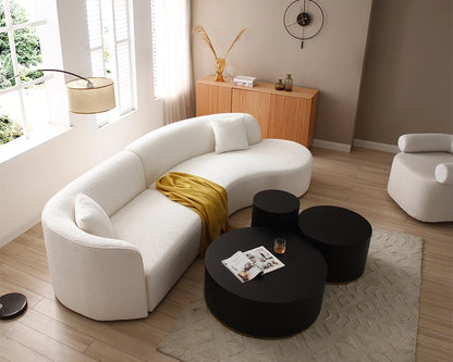 Luxury Modern Upholstery Curved Sofa with Chaise 2-Piece Left/Right-Hand Facing Sectional, Boucle Couch in White