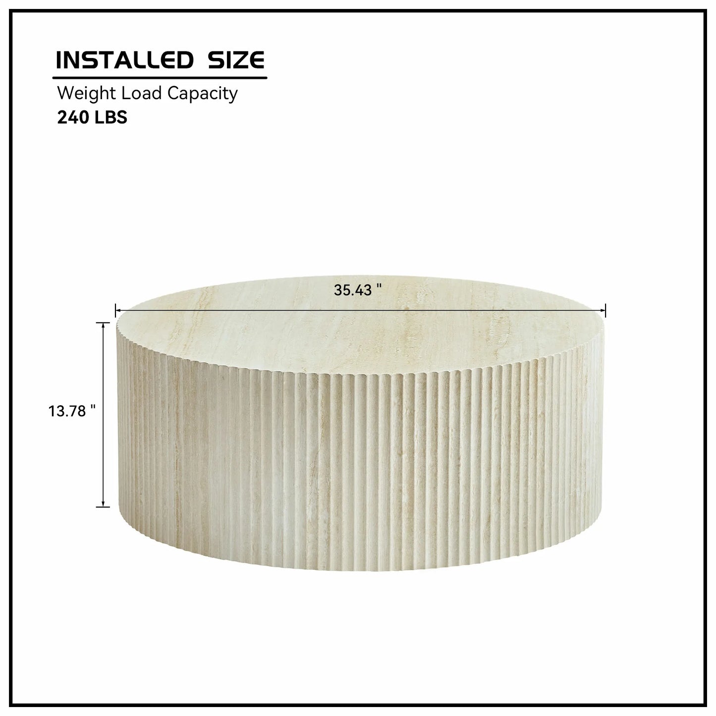 Faux Travertine Round Coffee Table with Eye-Catching Relief Design