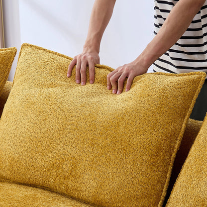 Oversized Plush Curved Sectional Sofa with Chaise, Yellow