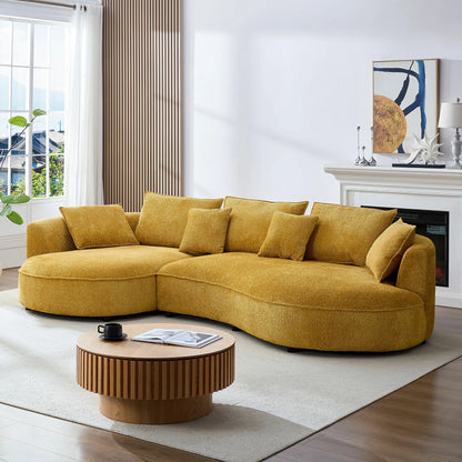 Oversized Plush Curved Sectional Sofa with Chaise, Yellow
