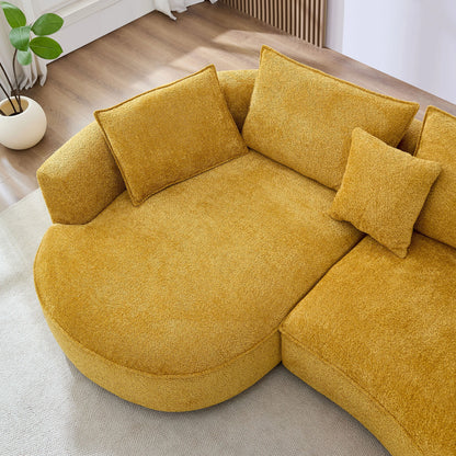 Oversized Plush Curved Sectional Sofa with Chaise, Yellow