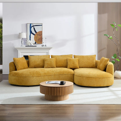 Oversized Plush Curved Sectional Sofa with Chaise, Yellow