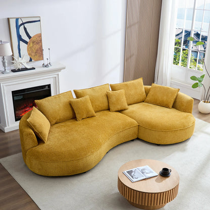 Oversized Plush Curved Sectional Sofa with Chaise, Yellow