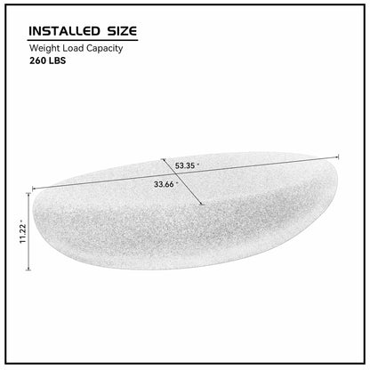 53.35" Elliptical Fiberglass Coffee Table – Matte Rock Texture, No Assembly