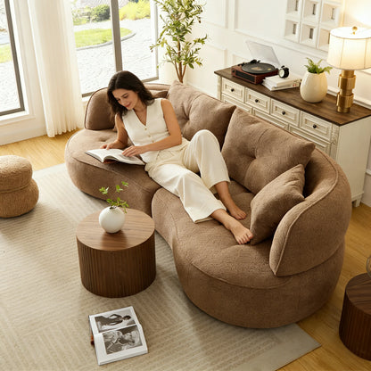 110" Orange modular sofa, durable fabric, solid wood frame Brown/White/Orange
