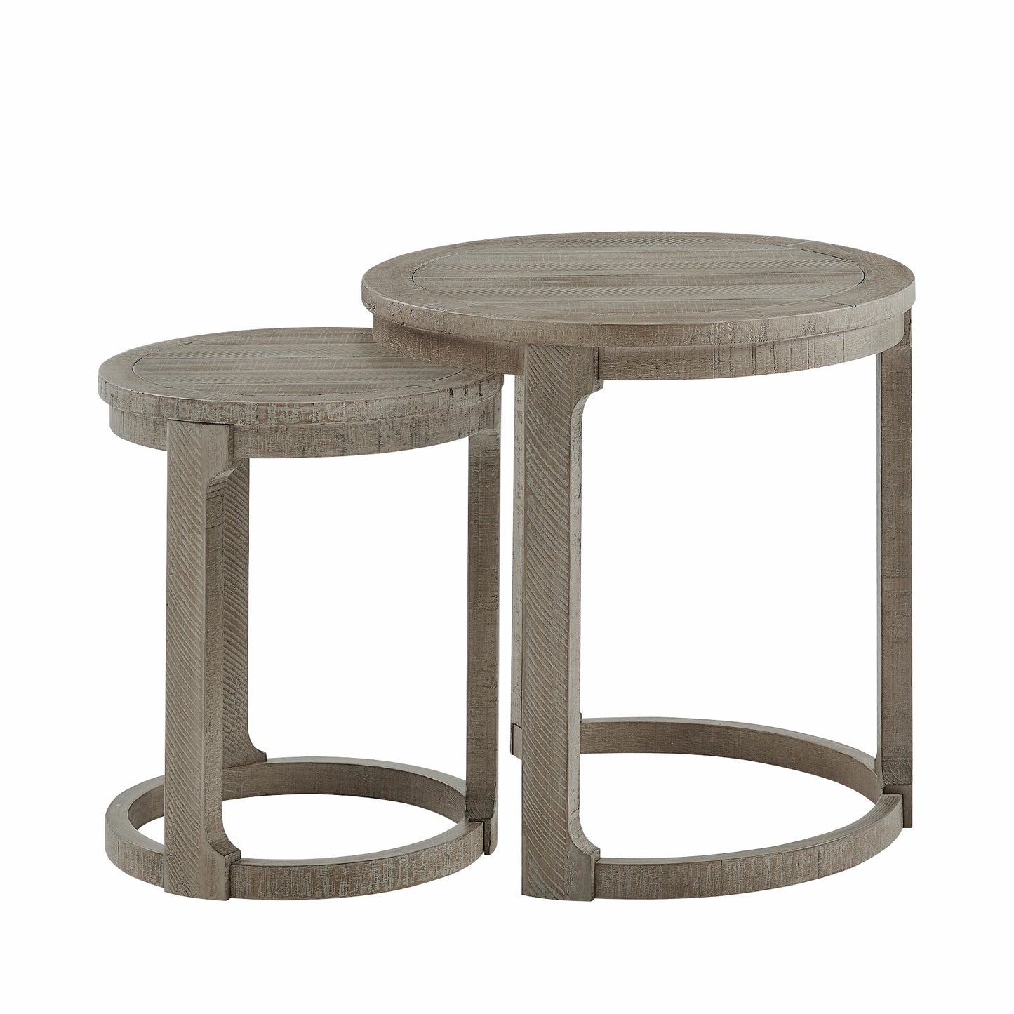 Curved Wooden Coffee Table Set - Mid Century Rustic Side Tables