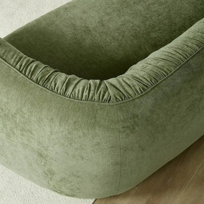 145" Mid-Century Green Upholstered Couch with Chaise