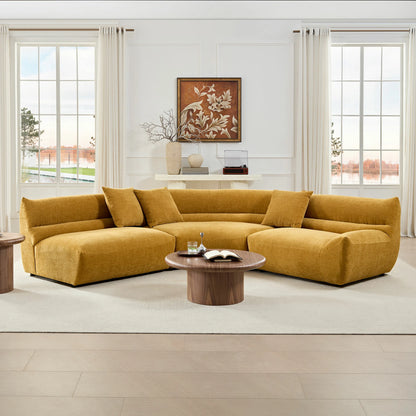 3-Piece Modular Curved Sofa – Free-Form, 3 Pillows, Upholstered