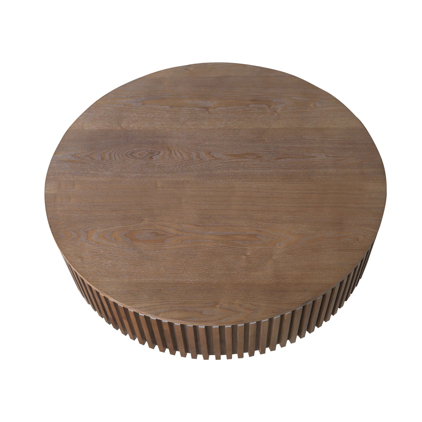 31.5'' Round Coffee Table with Storage Solid Wood Veneered