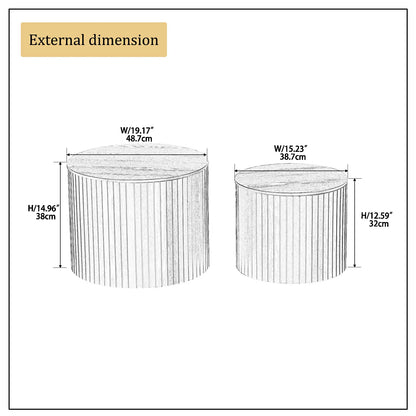 Handcrafted Round MDF Nesting Tables, 2-Piece Set with Storage