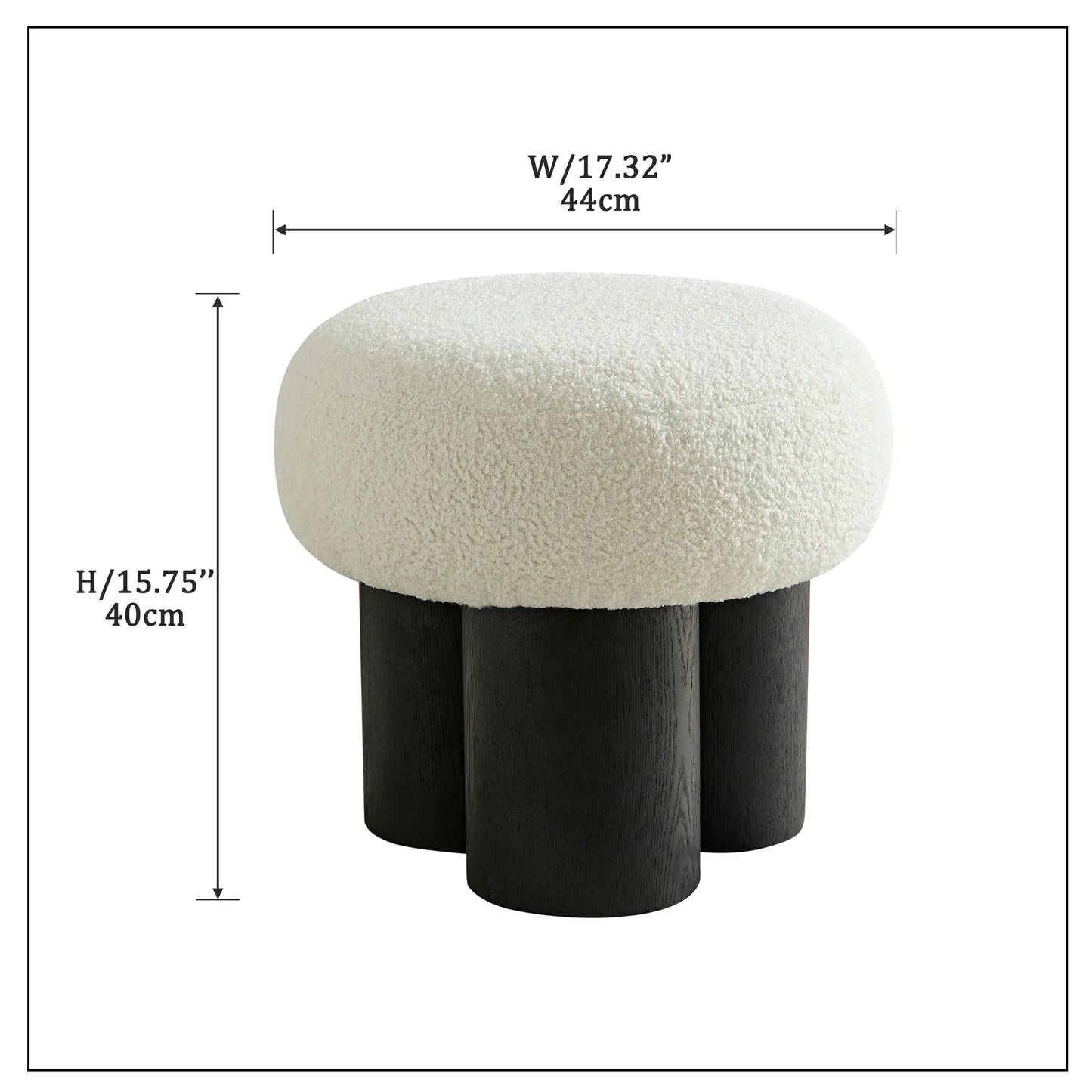Mushroom stool, grieg plush cushion, wooden barrel PVC pipe