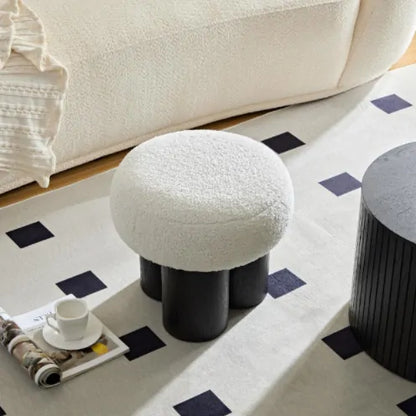 Mushroom stool, grieg plush cushion, wooden barrel PVC pipe