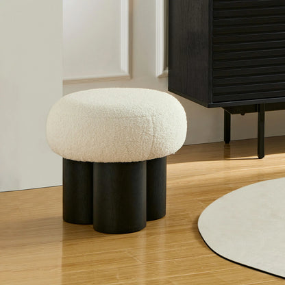 Mushroom stool, grieg plush cushion, wooden barrel PVC pipe