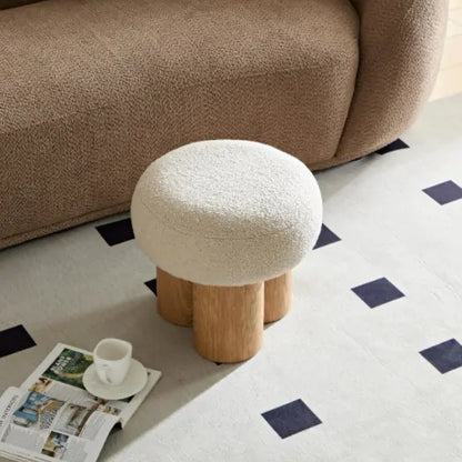 Mushroom stool, grieg plush cushion, wooden barrel PVC pipe