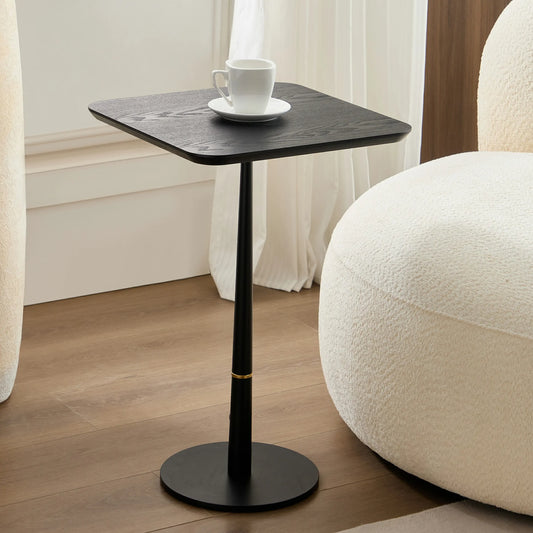 Modern Square Side Table with Gold Accent Ring