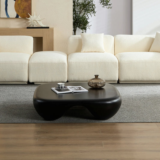 Modern Coffee Table Faux Travertine Textured for Livingroom