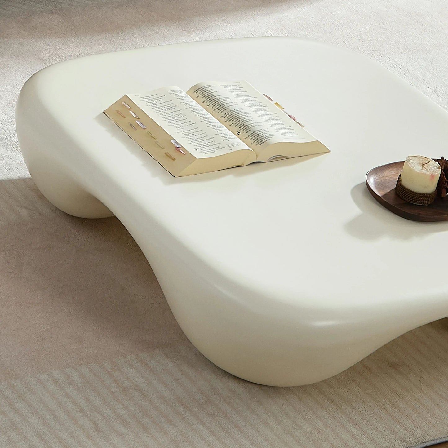 Modern Coffee Table Faux Travertine Textured for Livingroom