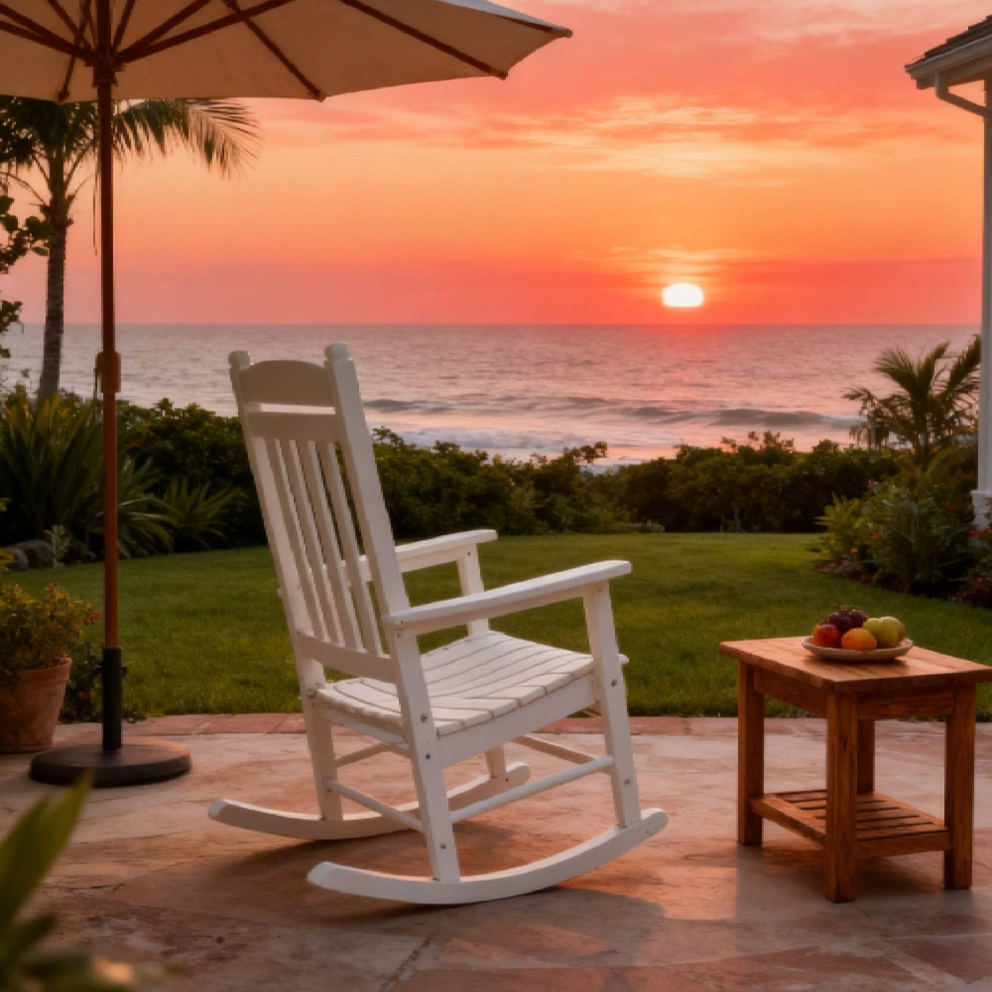 All-Weather Outdoor Rocking Chair in Navy Blue, HIPS & Steel