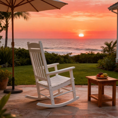 All-Weather Outdoor Rocking Chair in Navy Blue, HIPS & Steel