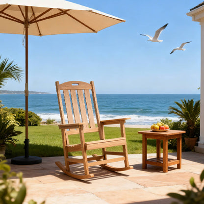 All-Weather Outdoor Rocking Chair in Navy Blue, HIPS & Steel