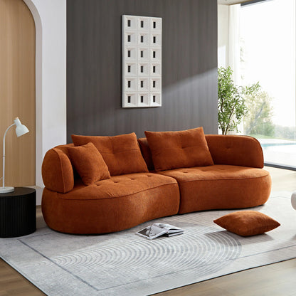 110.24" Orange modular sofa, durable fabric, solid wood frame