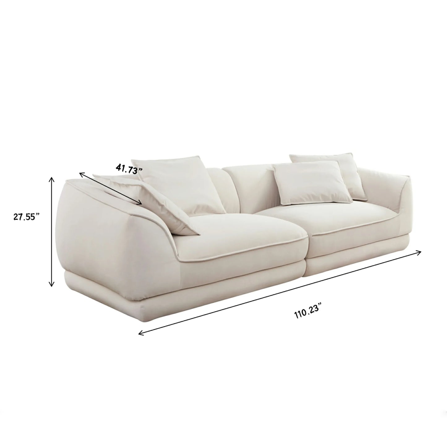 110.22“Camel Sofa WKS16C: Modular Design with Removable Pillowcases & Solid Wood Frame