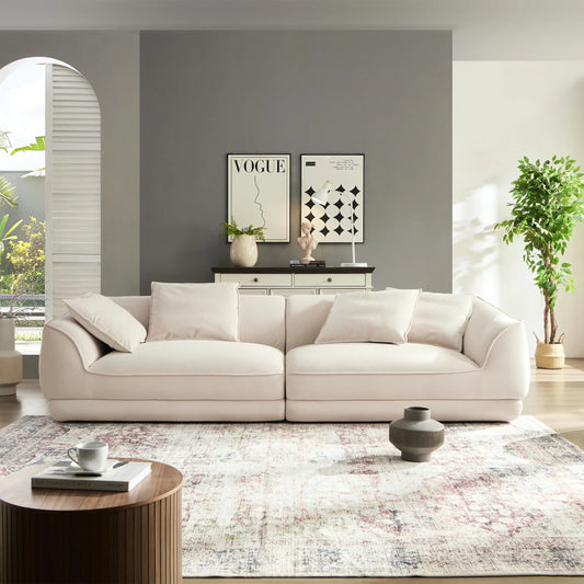 110.22“Camel Sofa WKS16C: Modular Design with Removable Pillowcases & Solid Wood Frame