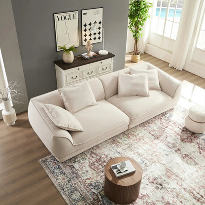 110.22“Camel Sofa WKS16C: Modular Design with Removable Pillowcases & Solid Wood Frame