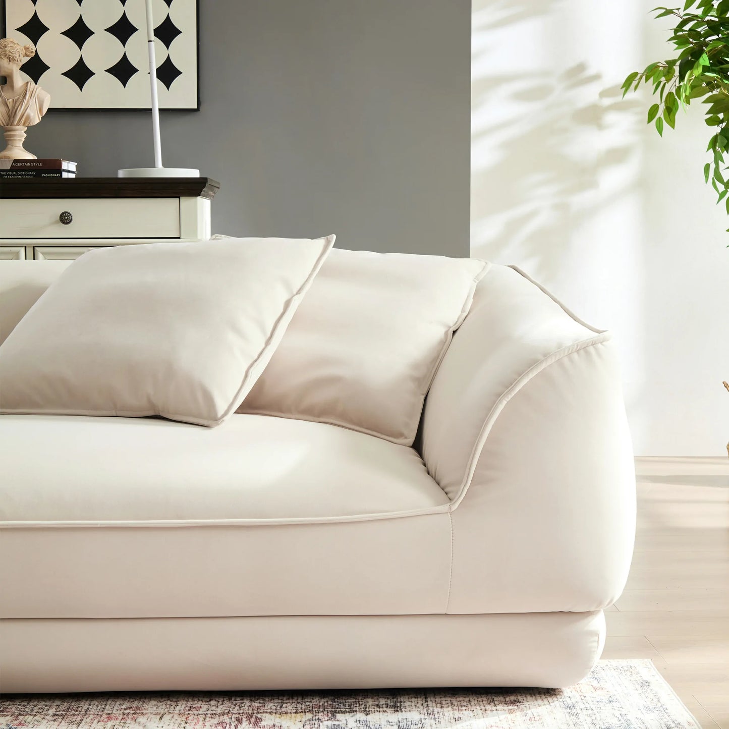 110.22“Camel Sofa WKS16C: Modular Design with Removable Pillowcases & Solid Wood Frame