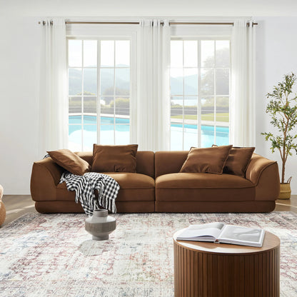 110.22“Camel Sofa WKS16C: Modular Design with Removable Pillowcases & Solid Wood Frame